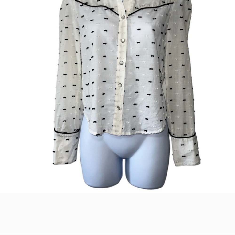 Olivaceous White and Black Button Down Shirt